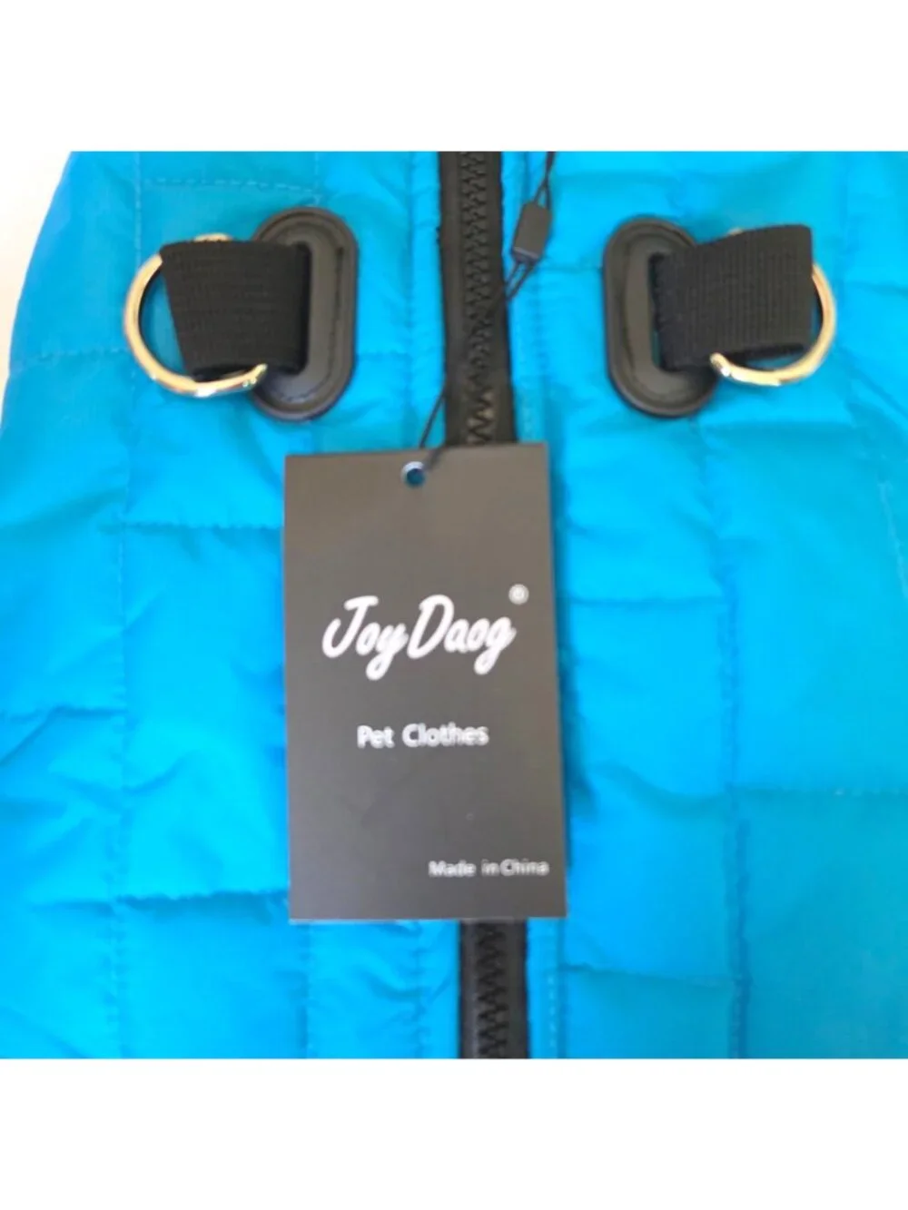JoyDaog Med Waterproof Fleece Dog Jacket Built-In Harness Light Blue Durable